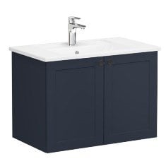 Vitra Root Classic 68713 Lavabo Dolabı, Kapaklı, 80 Cm, Mat Lacivert, Köşeli Lavabolu